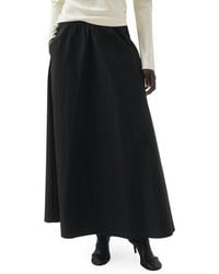 Mango - Selection Flared Cotton Blend Midi Skirt - Lyst