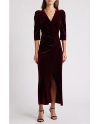 Chelsea28 - Faux Wrap Velvet Midi Cocktail Dress - Lyst