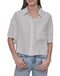 DKNY - Oversize Linen Blend Crop Button-Up Shirt - Lyst