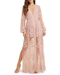 Wishlist - Floral Embroidered Long Sleeve Maxi Dress - Lyst
