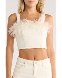 Jonathan Simkhai - Reeves Feather Trim Top - Lyst
