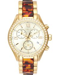 Timex - Two-Tone Crystal Bracelet Strap Chronograph Watch, 38Mm - Lyst