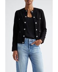 L'Agence - Yari Collarless Denim Jacket - Lyst