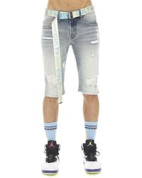 Cult Of Individuality - Rocker Belted Slim Fit Stretch Denim Shorts - Lyst