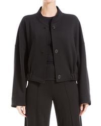 Max Studio - Brushed Knit Cropped Bomber Jacket - Lyst