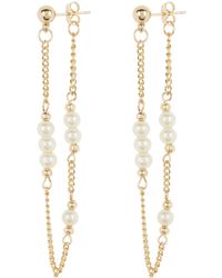 AREA STARS - Mini Pearl Chain Drop Earrings - Lyst