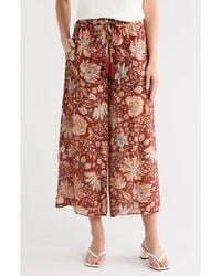 Vince Camuto - Floral Drawstring Waist Crop Wide Leg Pants - Lyst