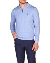 Tailorbyrd - Stripe Print Long Sleeve Performance Quarter Zip Polo - Lyst