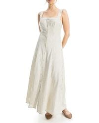 Max Studio - Stripe Wide Strap Button Front Maxi Dress - Lyst