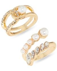 Nordstrom Rack - Set Of 2 Faux Pearl Statement Rings - Lyst
