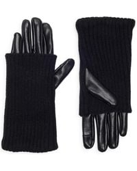 Steve Madden - Rib Knit Faux Leather Gloves - Lyst