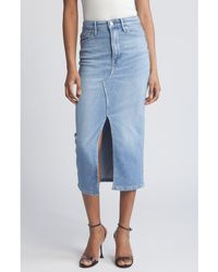 GOOD AMERICAN - Slit Front Denim Midi Skirt - Lyst