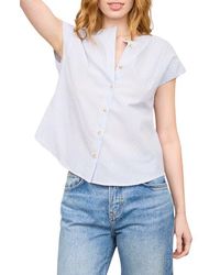 Blu Pepper - Stripe Cap Sleeve Button-Up Top - Lyst