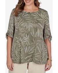 Ruby Rd. - Puff Print Tie Cuff Top - Lyst