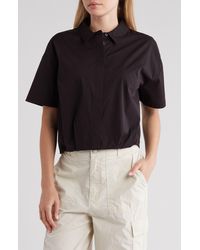 DKNY - Stretch Cotton Poplin Crop Shirt - Lyst