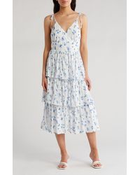 Lulus - Sweet Inclination Floral Print Sleeveless Tiered Dress - Lyst