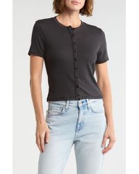 Rag & Bone - Essie Short Sleeve Button-Up Crop T-Shirt - Lyst