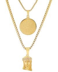 HMY Jewelry - 18k Yellow Gold Plated Stainless Steel Layered Pendant Necklace - Lyst