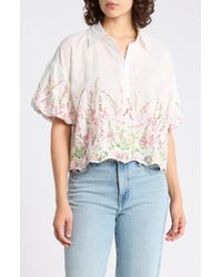 Forgotten Grace - Puff Sleeve Print Top - Lyst