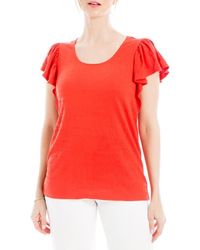 Max Studio - Flutter Sleeve Jersey Crinkle Top - Lyst