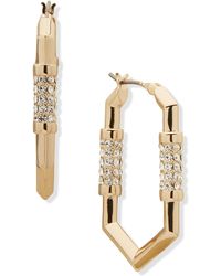 Karl Lagerfeld - Crystal Geometric Hoop Earrings - Lyst