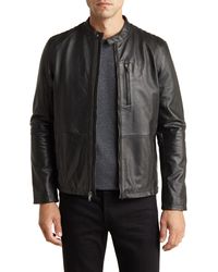 John Varvatos Leather Racer Jacket in Black for Men | Lyst