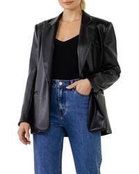 Endless Rose - Oversize Faux Leather Blazer - Lyst