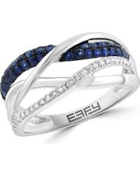 Effy - Sterling Sapphire & Diamond Multi Band Ring - Lyst