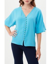 Trina Turk - Sail Puff Sleeve Button-Up Top - Lyst