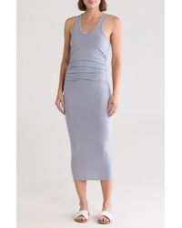 James Perse - Racerback Ruched Midi Dress - Lyst