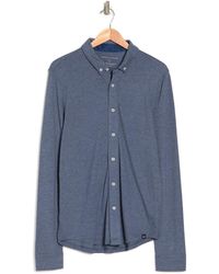 Threads For Thought Mika Pique Button-down Shirt In Heather Serene At Nordstrom Rack - Blue