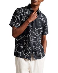 Ted Baker - Arnica Revere Magnolia Print Linen Button-up Shirt - Lyst