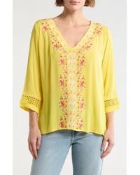 Forgotten Grace - Embroidered V-Neck Top - Lyst