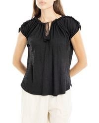 Max Studio - Tie Keyhole Cap Sleeve Top - Lyst