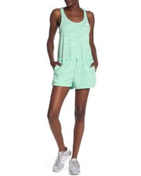 adidas Heathered Sleeveless French Terry Romper - Green