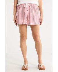Max Studio - Stripe Drawstring Waist Shorts - Lyst