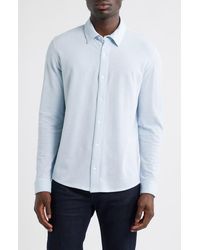 Vince - Cotton Piqué Knit Button-Up Shirt - Lyst