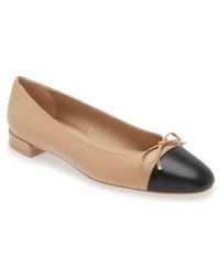 Stuart Weitzman - Sleek Cap Toe Bow Flat - Lyst