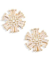 Cara - Crystal Floral Button Stud Earrings - Lyst