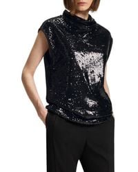 BOSS - Ebib Sequin Mock Neck Top - Lyst