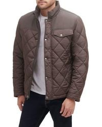 Cole Haan - Cole Haan Mixed Media Faux Shearling Lined Diamond Quilted Jacket - Lyst