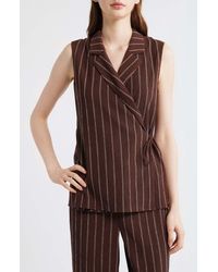 Anne Klein - Notch Lapel Stripe Wrap Top - Lyst
