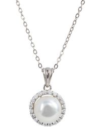 Savvy Cie Jewels - Sterling Silver Cultured Freshwater Pearl Halo Pendant Necklace - Lyst