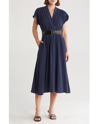 Calvin Klein - Belted Gauze Midi Dress - Lyst