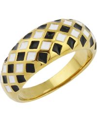 Rebel - Checkered Enamel Domed Ring - Lyst