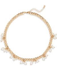 Nordstrom - Imitation Pearl Drop Curb Chain Necklace - Lyst