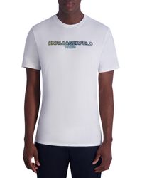 Karl Lagerfeld - Flocked Logo Cotton Graphic T-shirt - Lyst
