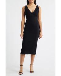 Spanx - Spanxshape Ponte V-Neck Sleeveless Midi Dress - Lyst