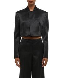 Helmut Lang - Crop Satin Blazer - Lyst