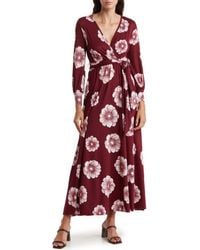 Go Couture Long Sleeve Maxi Wrap Dress in Pink | Lyst